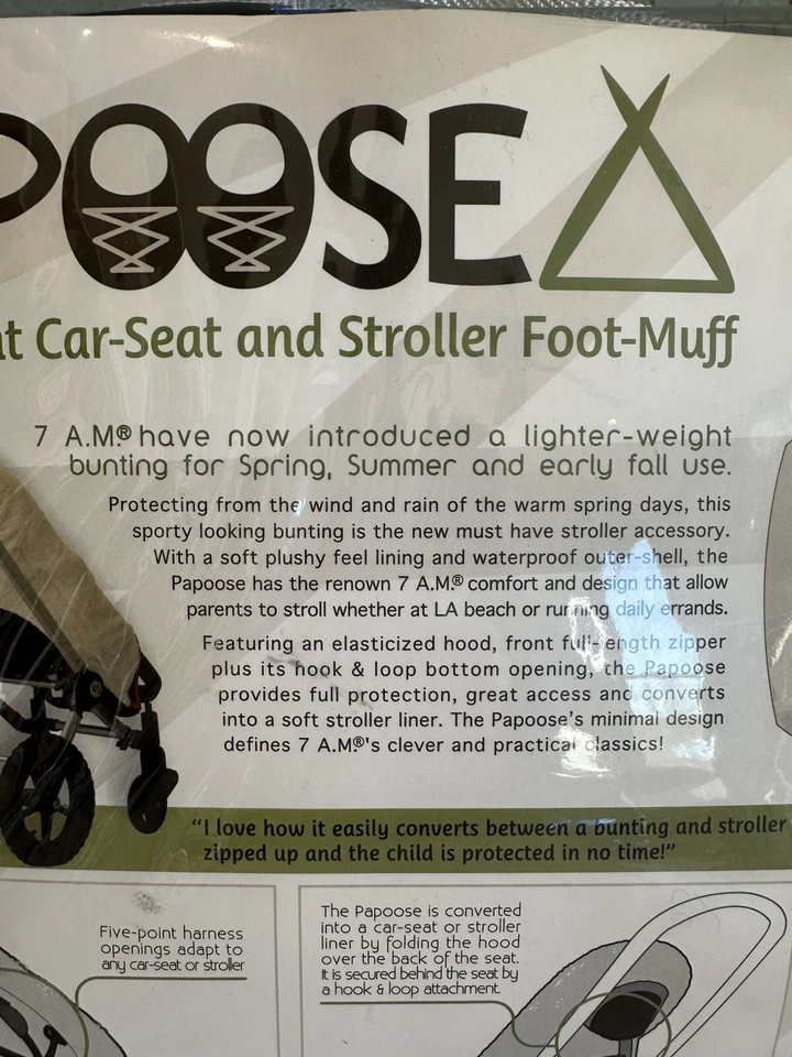 Saco para cochecito/asiento de coche 7AM Enfant Papoose negro/fleece 18 mos-3T Foto 4 de 4
