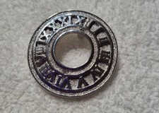 RARE Signed QV Silver tone roman numerals Brooch Pin Pendant 