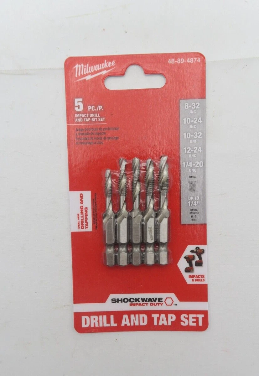 Milwaukee 5pc Impact Drill and Tap Bit Set 48 89 4874 Shockwave