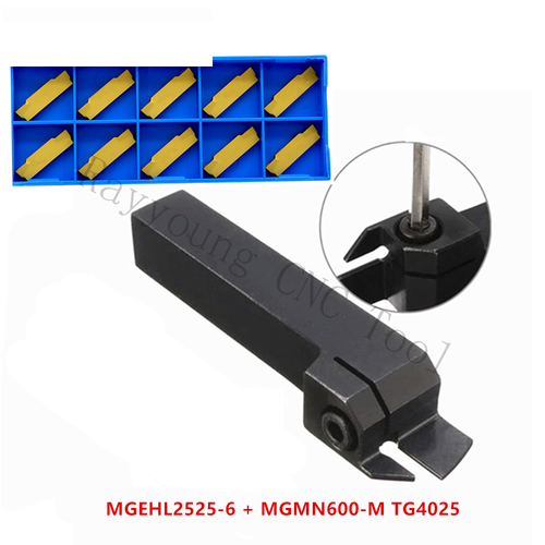 Kit Portautensili Per Tornio CNC – 1 MGEHL1616-2.5 + 10 Inserti MGMN250-M TG4025 In Carburo, Per Lavorazione Acciaio, Taglio Scanalatura