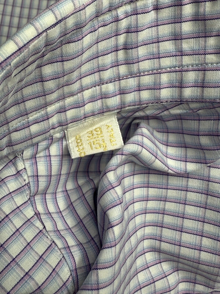 Brioni Dress Shirt Made In Italy 100% Cotton Button Down Mens Size 39 15 1/2 - Image 4 of 4