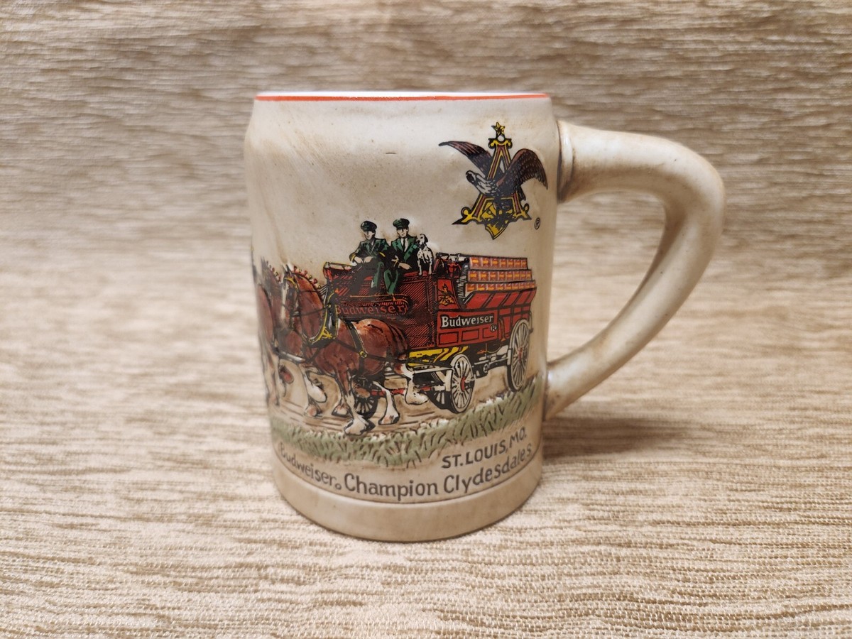 アメリカ購入 ビンテージ Budweiser置物 1980s RARE Vintage Budweiser Holiday Clydesdale Beer Stein