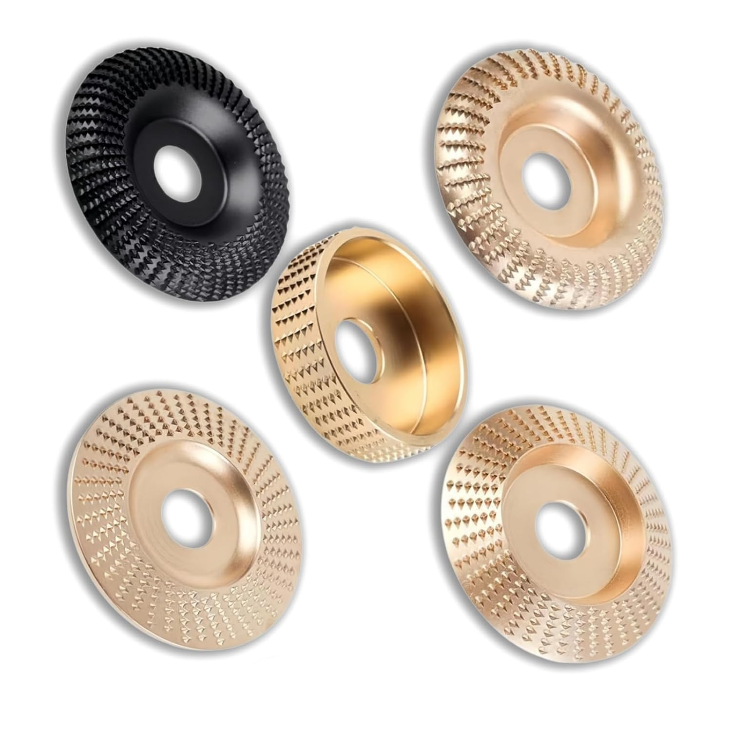 Angle Grinder Wood Carving Disc Set 5 Pack for 4" or 4 1/2" 