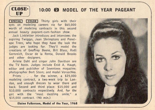 1968 Model Of The Year Beauty Pageant~elaine Fulkerson 1968 Winner