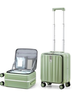 Hanke Underseat 16 Inch Carry On Luggage Hard Shell Bamboo Green New