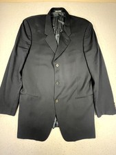 VTG Giorgio Armani Blazer Jacket Mens Black Notch Lapel Single Breasted Formal