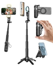 Magnetic Pocket Selfie Stick for iPhone with Light for MagSafe 4 in 1 Portabl...