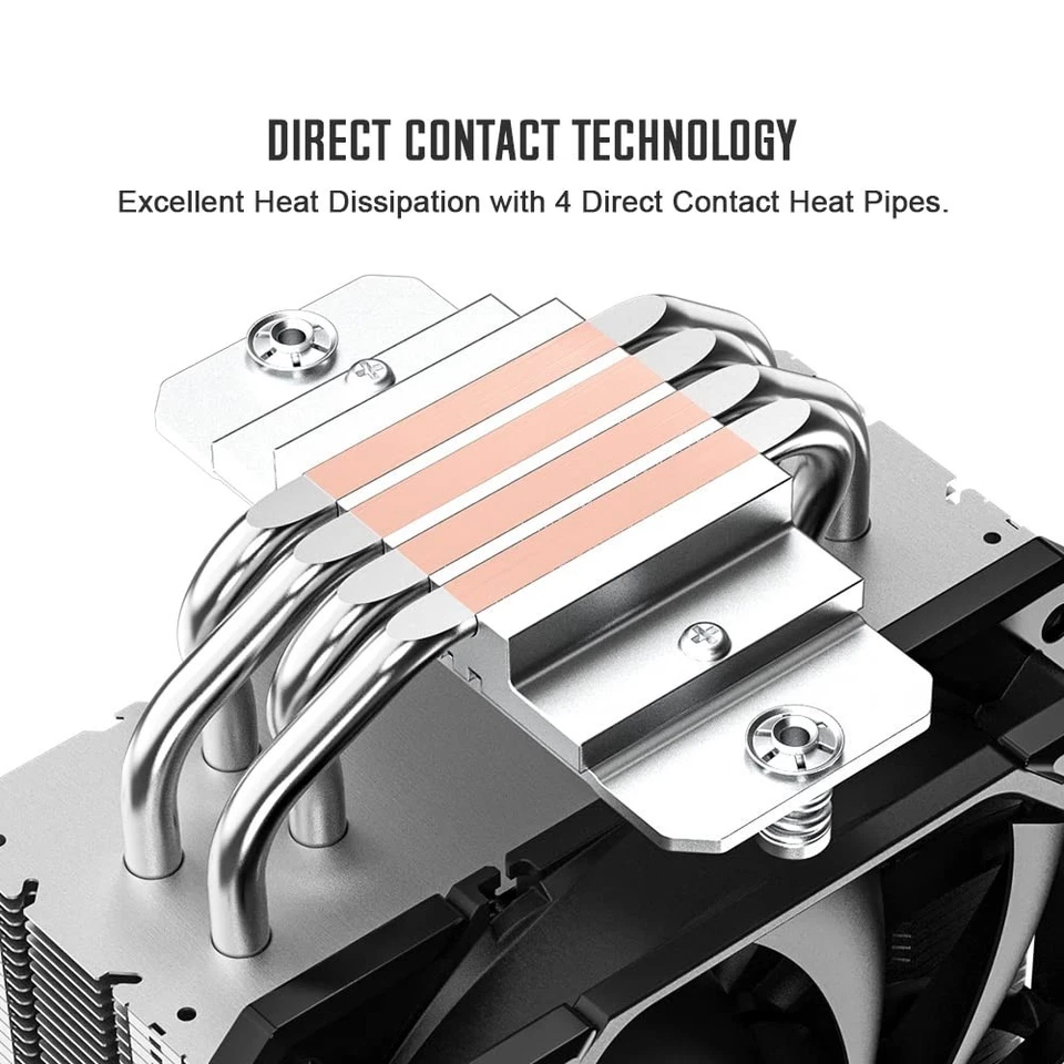 Ultra-Quiet CPU Cooler with 4 Heatpipes & Speed-Control 120mm Fan for Gaming PCs - Image 4 of 4