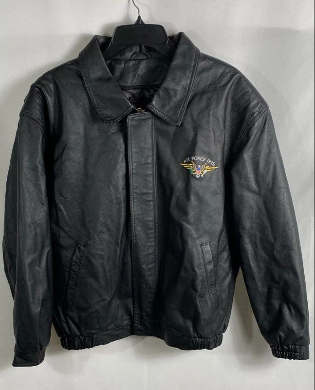 Bomber/Harrington Black Leather Vintage Outerwear Coats & Jackets