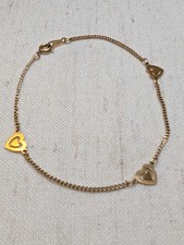 Vintage Avon Sweet Romance Ankle Bracelet Goldtone 8.5"  Hearts 1980