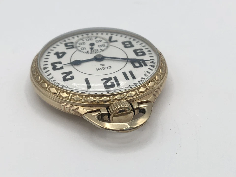 Vintage 1949 ELGIN 571 Railroad Grade GF 21j Pocket Watch. Works - Image 4 of 4