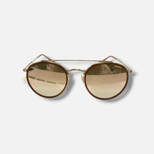 Ray Ban Unisex Adults Gold RB3647N Round Double Bridge Sunglasses 51-22-145