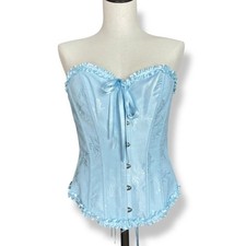Corset Top Strapless Ruffle Iridescent Women Size Medium Women Lace-Up Romantic