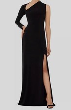 B A By Betsy  Adam Women's Black Asymmetric-Neck One Sleeve Gown Dress Sz: 14