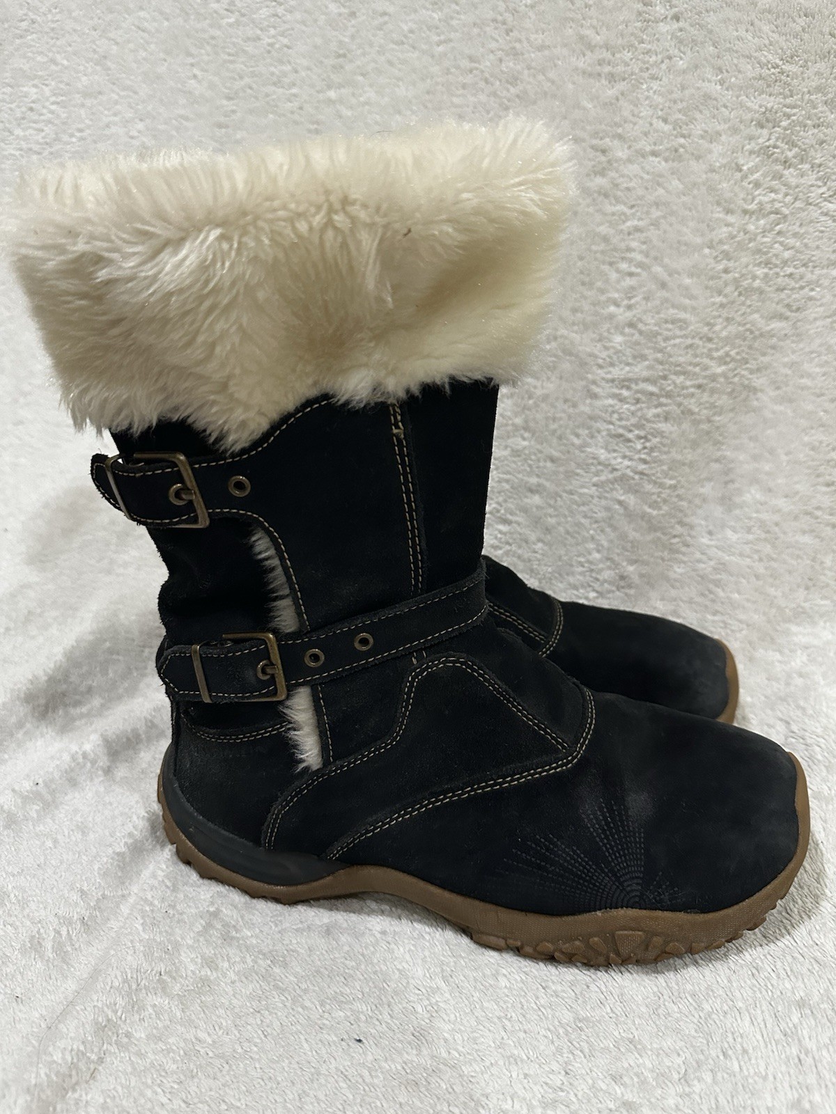 Stivali invernali donna Salomon Lhasa scamosciati contragrip taglia 8 5 neri pelliccia sintetica