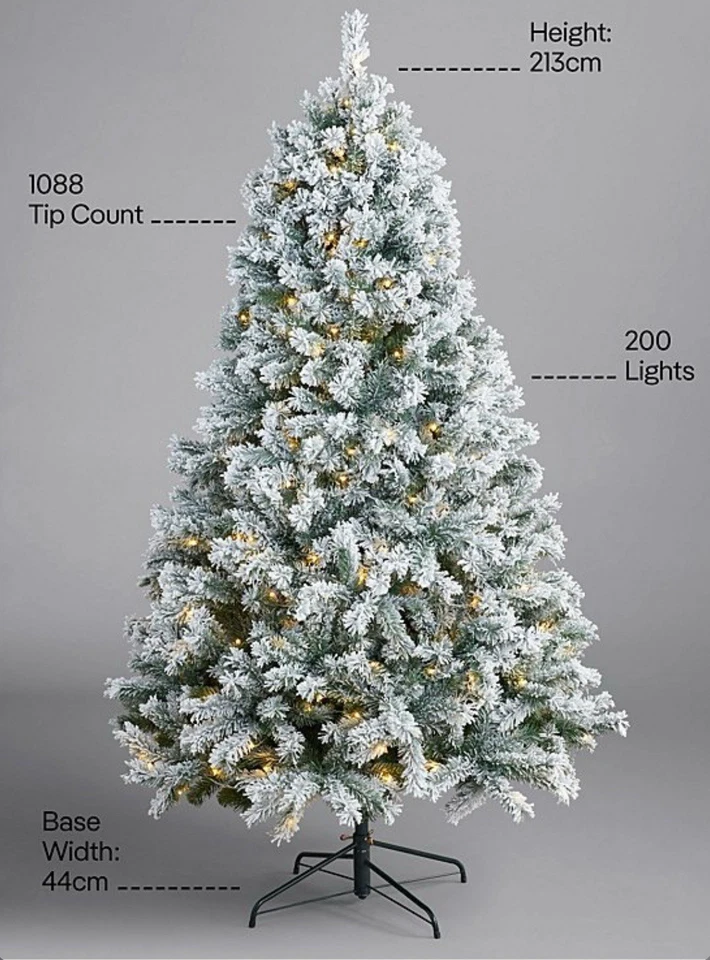 7ft Artificial Flocked Pre Lit Christmas Tree - Image 3 of 4