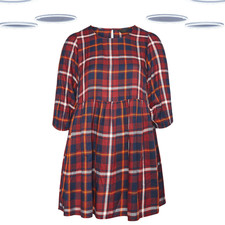 Ex Women's Plus Size 3/4 Sleeve Check Print Smock Blouse - Multi Check (Defect)