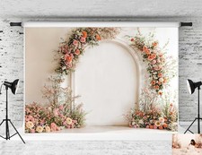 Spring Floral Arch Backdrop Wedding Background White Wall Studio 7x5ft
