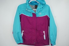 Gerry Jacket Girls Medium 10/12 Teal Purple Hooded Colorblock Rain Windbreaker