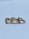 Christian Dior Yellow Gold Tone Rhinestone Interlocking Link Brooch COA 2" — photo 4