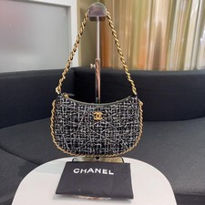 Chanel 23B Hobo Bag Tweed Quilted Chain Shoulder Bag Crossbody Bag Authentic