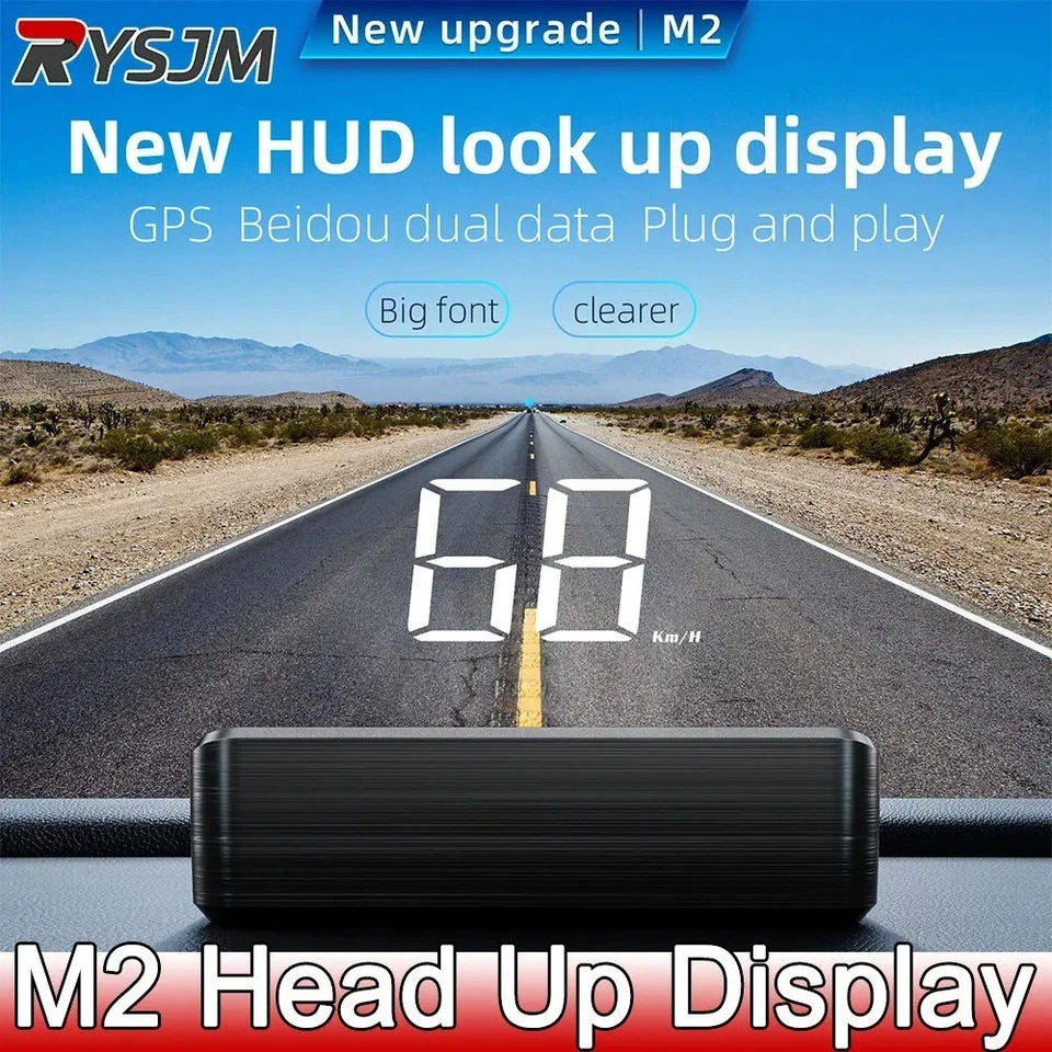 M2 GPS Car HUD Head Up Display Digital Speedometer KMH Windshield Projector - Image 2 of 4