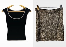 Wal G Metallic Trim Top & VeroModa Sequin Mini Skirt M Very Good Vero Moda BNWT