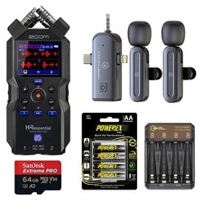 Zoom H4essential 4-Track 32-Bit Float Handy Recorder, Bundle with Wireless Micro
