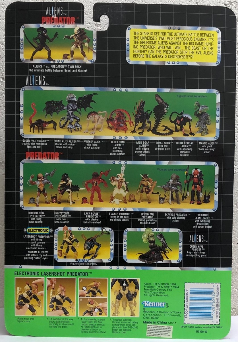 Kenner 3 Electronic Sounds Lasershot Predator Action Figure 1994