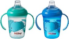 Image of Nuby Grip N Sip Water Bottle - No Spill Sippy Cup | 240ml / 8oz | Twin Handle |