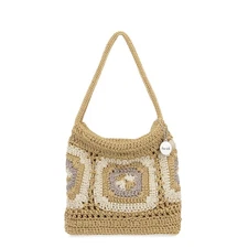 The Sak Ava Mini Hobo Bag in Crochet, Double Handles, Shale Patch