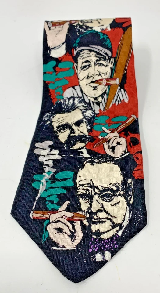 Corbata Puffer By Diplomat Celebridades Fumar Puros 100% Seda Foto 2 de 3