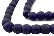 Cobalt Blue Recycled Glass Beads 14mm Ghana African Sea Glass Round Large Hole