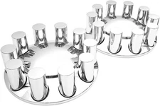 2 Front Axle Wheel Cover Hub Cap 33mm Cylinder Lug Nut Covers for Semi Truck