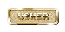 Brass Usher Badge Lightweight Magnetic Attachment Leadership Badge 2x2.3 inches