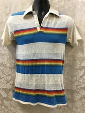 Vintage 1970’s Richman Brothers Collared Polo Shirt stripes retro 70s show style
