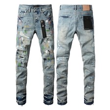 2025 New purple brand men's Spash-INK personality fashion jeans