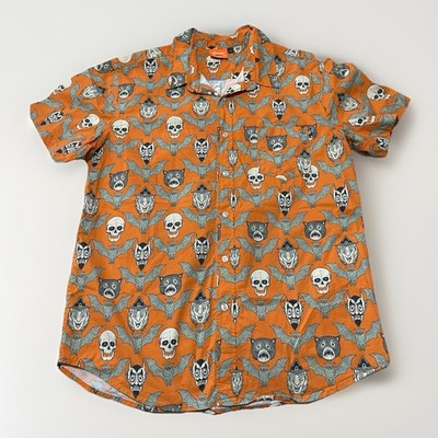 Creepy Co. Beistle VINTAGE FRIGHT BUTTON-UP DRESS SHIRT Halloween Size Large