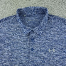 Under Armour Polo Shirt Mens XL Blue Heather HeatGear Golf Performance