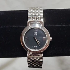 ESQ Swiss Movado Watch Women 25mm Silver Tone Stainless Steel 6.25" New Battery