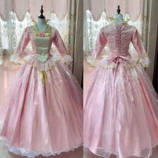 Pink Princess Sweetheart Long Sleeve Wedding Dress Gold Lace Appliques A-Line