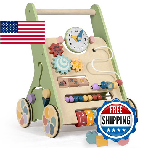 Wooden Baby Walker with Wheels, Push Walker for Baby Boy 12 Months ...