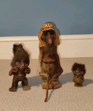 Ny Form Norwegische Trolle Konvolut x3 Vintage Mythische Figuren Wünschelrutengänger Sammler 