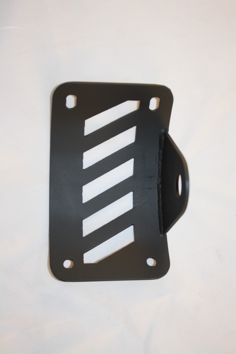 AccuFast2D Curved Side Mount Motorcycle License Plate Holder – For Chopper, Harley – Raw Steel Or Black