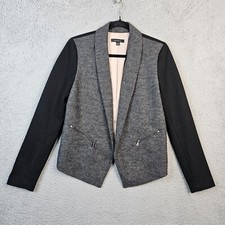 Ann taylor Women s Black Gray Two Tone Open front blazer Size 4