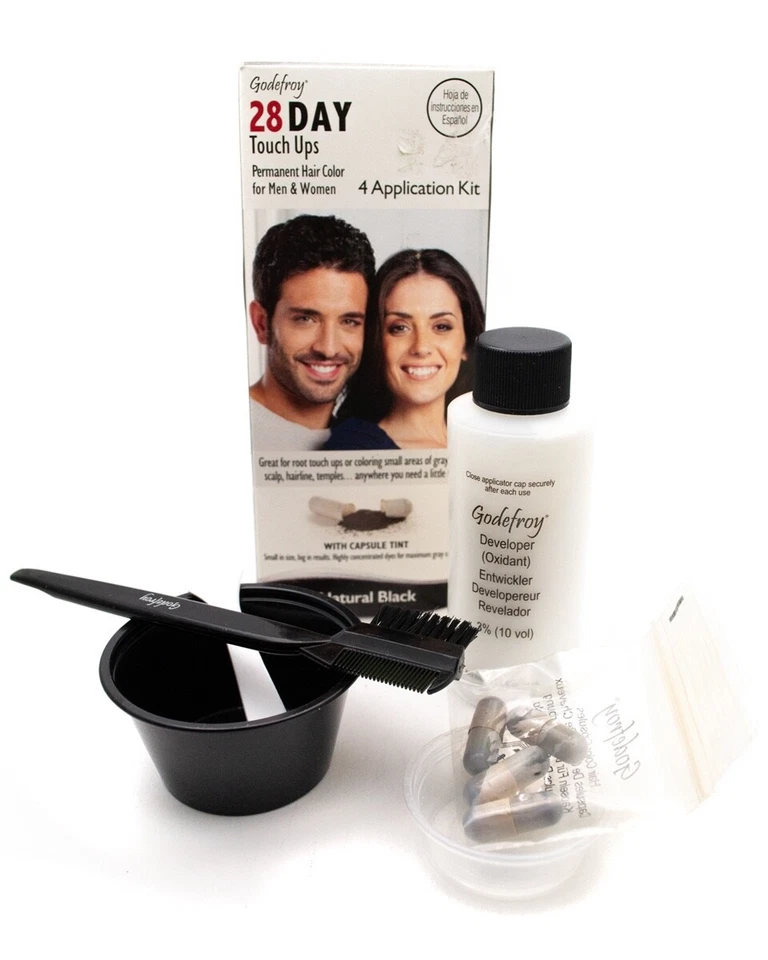 Godefroy 28 DÍAS Retoques para Hombres y Mujeres - Kit de 4 Aplicaciones - NEGRO NATURAL - 2 KITS Foto 2 de 2