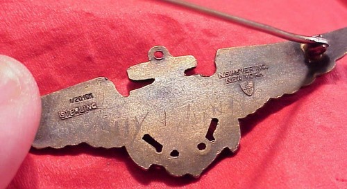 WWll US Navy Marine Corps USMC Piloto Alas NS Meyer Naval Aviator Segunda Guerra Mundial Bar Pin - Imagen 6 de 9