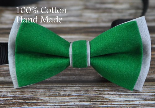 Father Son Match 100% Cotton Handmade Grey and Ever Green Bow Tie Bowtie Wedding - Picture 18 of 22