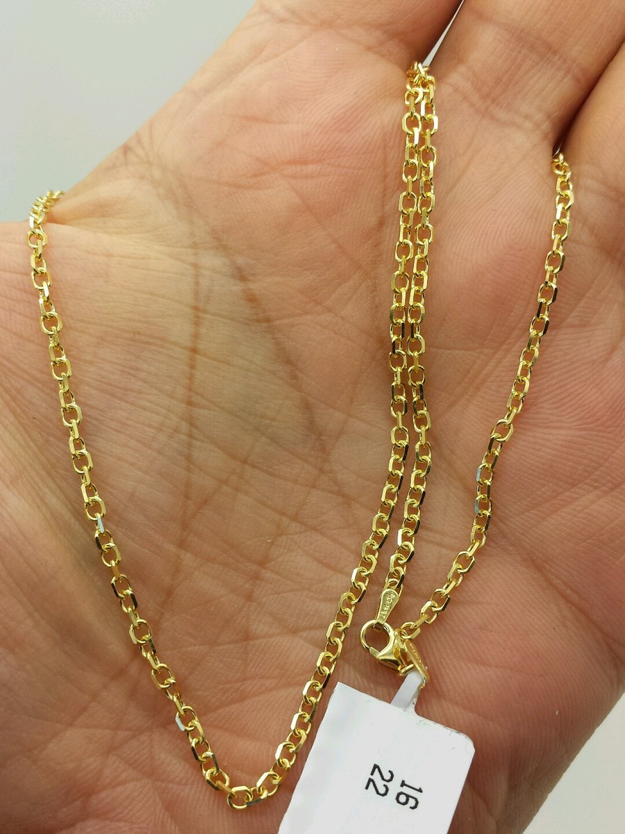 14k Solid Yellow Gold High Polish Cable Link Pendant