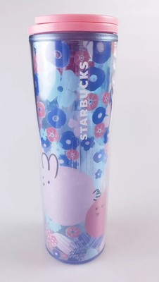 Starbucks Spring Easter 2020 Pink & Blue Bunny Floral Acrylic Tumbler NEW! A12